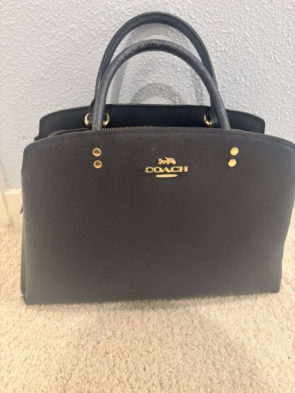 Coach Black Leather Satchel with Gold Hardware